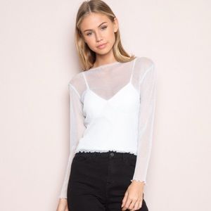 Brandy Melville white glitter top